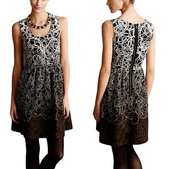 Anthropologie Maeve Fuzzy Fading Tracery Fit & Flare Dress Women’s Size 2 XS - Picture 8 of 8